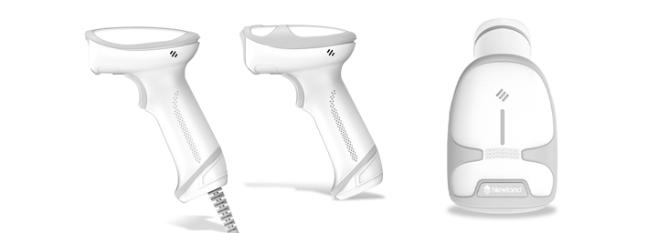 Side and top views of the HR33 and HR23 AI White General Purpose Handheld Scanners